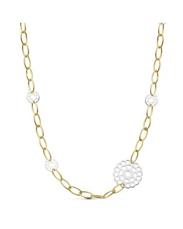 Gargantilla oro 18k bicolor eslabones redondos 42 cm
