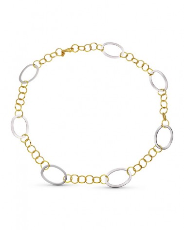 Gargantilla oro 18k bicolor eslabones ovalados 45cm