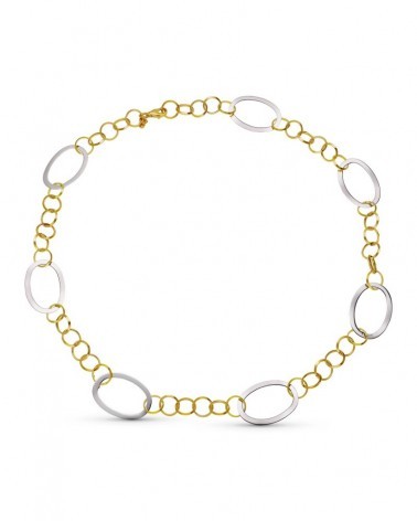 Gargantilla oro 18k bicolor eslabones ovalados 45cm