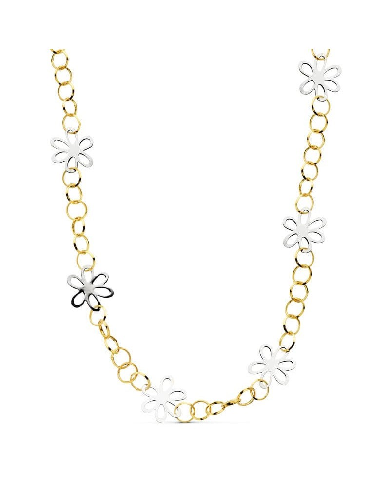 Gargantilla oro 18k bicolor margaritas 48cm
