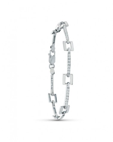 Pulsera oro 18k blanco cuadrados circonitas 8,2g