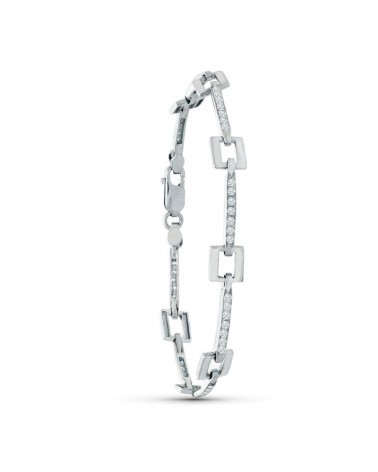 Pulsera oro 18k blanco cuadrados circonitas 8,2g