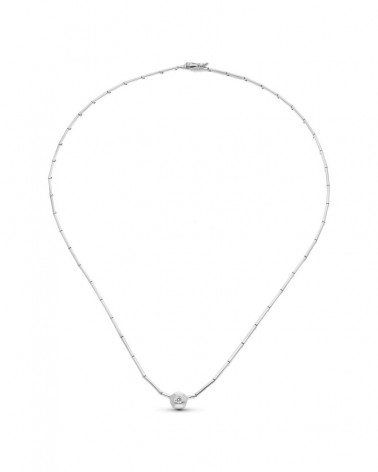 Gargantilla oro blanco 18k chatón circonita