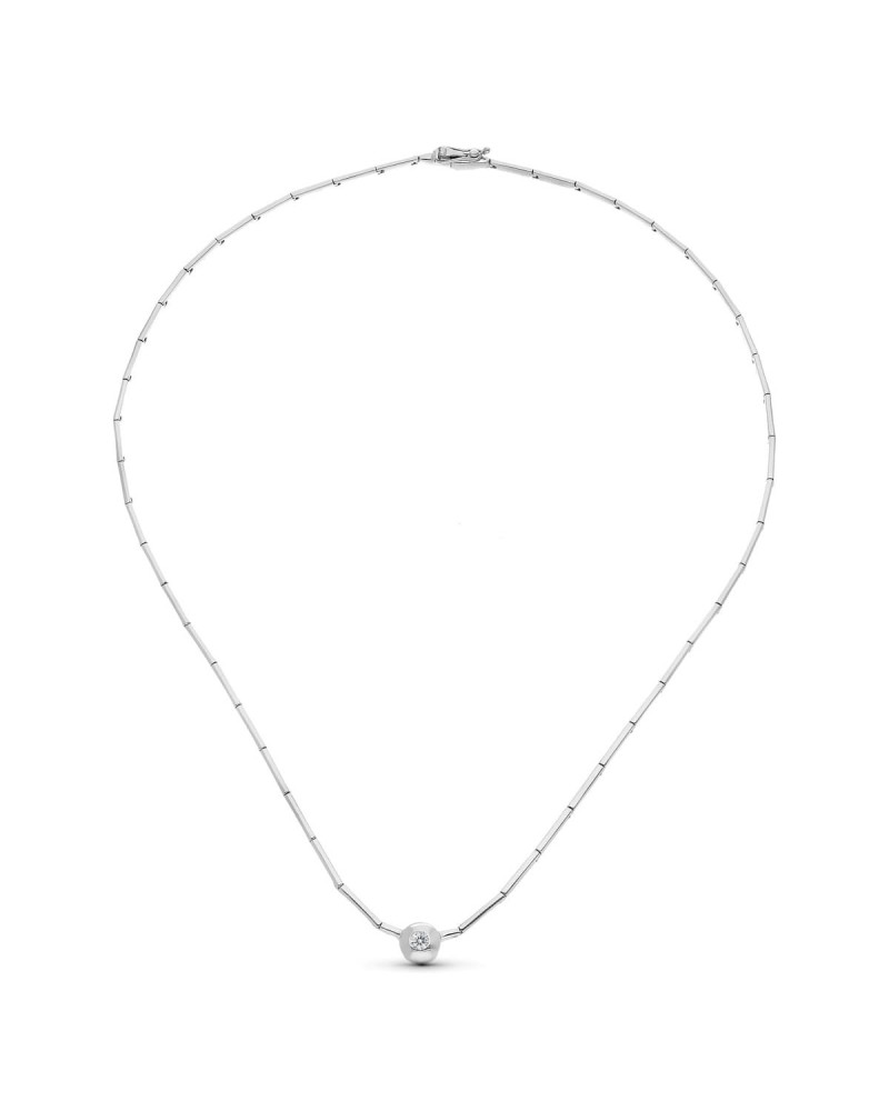 Gargantilla oro blanco 18k chatón circonita