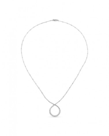 Gargantilla oro blanco 18k colgante círculo circonita