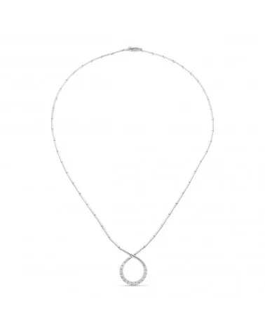 Gargantilla oro blanco 18k colgante círculo circonita