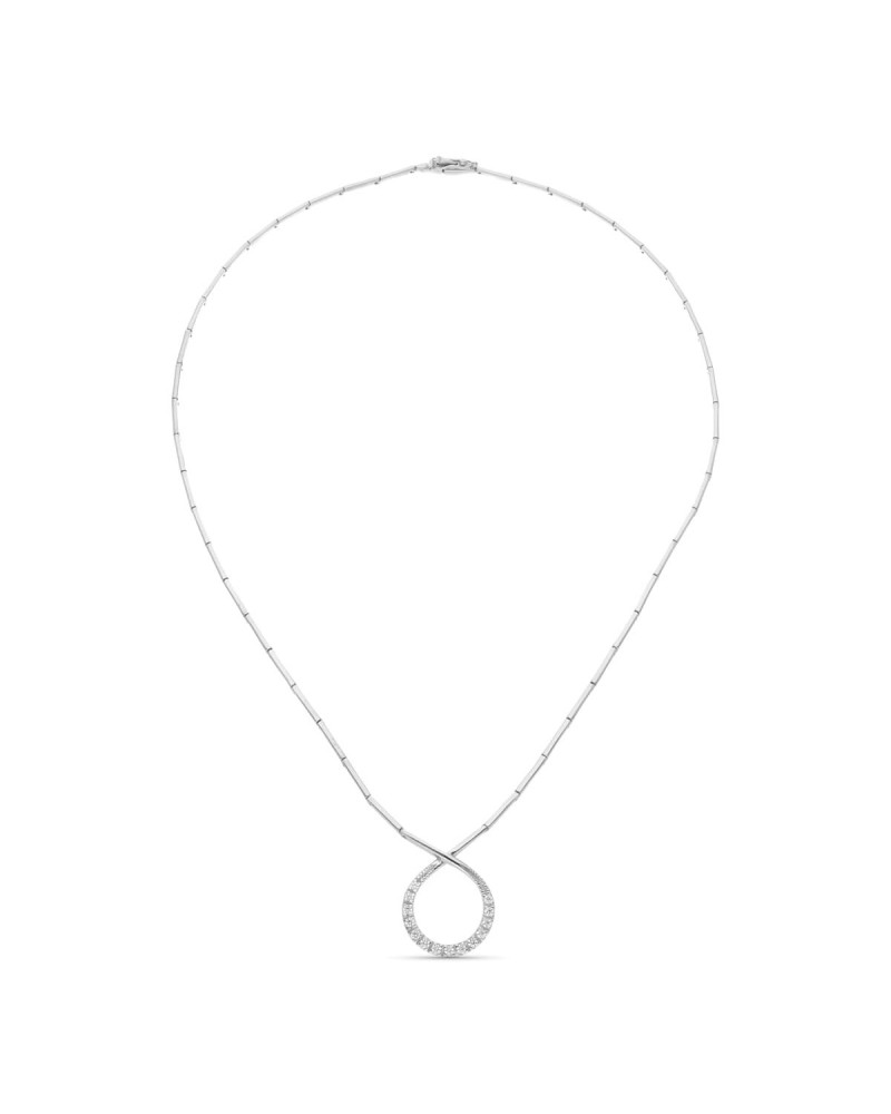 Gargantilla oro blanco 18k colgante círculo circonita