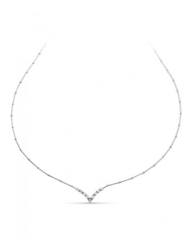 Gargantilla oro blanco 18k circonitas en V