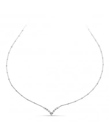 Gargantilla oro blanco 18k circonitas en V