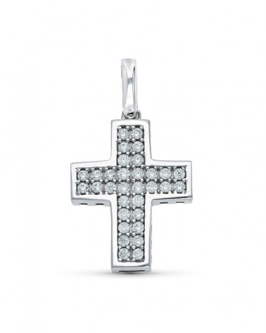 Cruz oro blanco 18k circonitas 22x16 mm