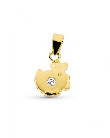 Colgante oro 18k gallina circonita amarillo
