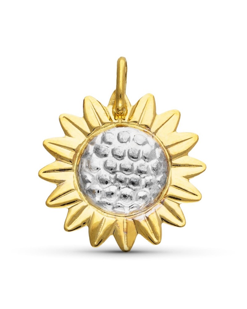 Colgante oro 18k bicolor girasol 18mm
