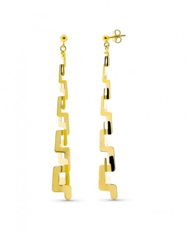 Pendientes oro 18k amarillo largos diseño geométrico
