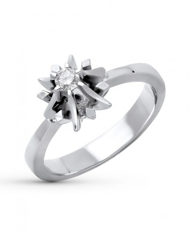 Solitario oro blanco 18k diamante brillante 0,10 quilates