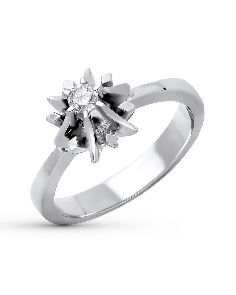 Solitario oro blanco 18k diamante brillante 0,10 quilates