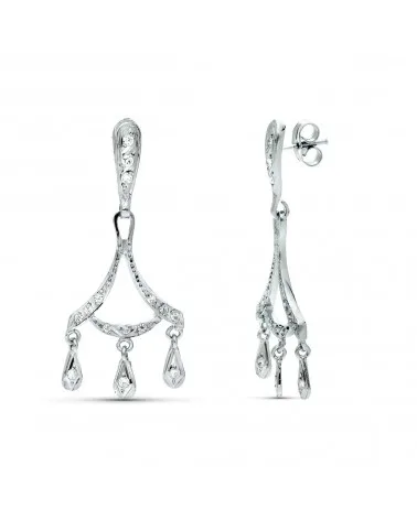 Pendientes oro blanco 18k novia colgantes circonita