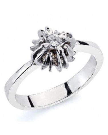 Solitario oro blanco 18k diamante brillante 0,10 quilates