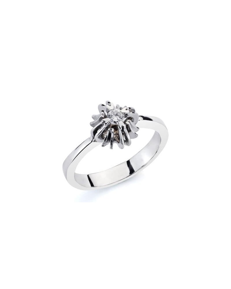 Solitario oro blanco 18k diamante brillante 0,10 quilates