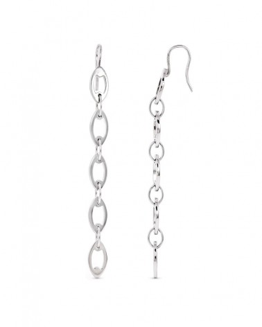 Pendientes oro blanco 18k cadena eslabones largos 64mm