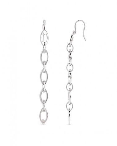 Pendientes oro blanco 18k cadena eslabones largos 64mm
