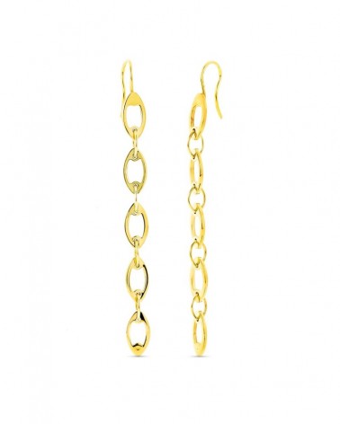 Pendientes oro 18k largos eslabones ovalados