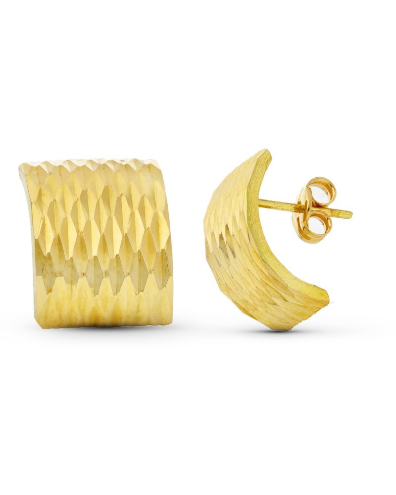 Pendientes oro 18k tallado facetado presión
