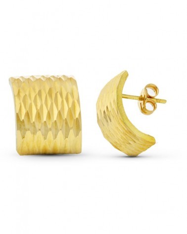 Pendientes oro 18k tallado facetado presión