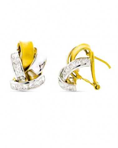 Pendientes oro 18k bicolor omega 18x14mm