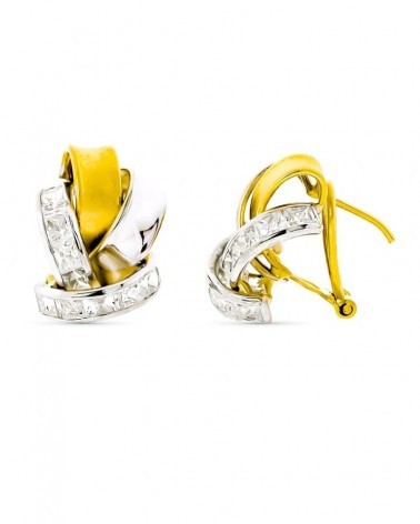 Pendientes oro 18k bicolor omega 18x14mm