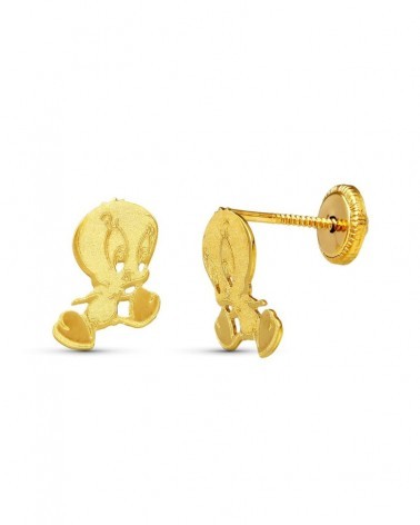 Pendientes oro 18k Piolín cierre tuerca 9x6 mm