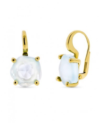 Pendientes oro 18k piedra azul cierre catalán 12mm