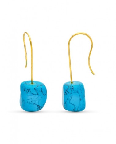 Pendientes oro 18k amarillo turquesa cierre gancho