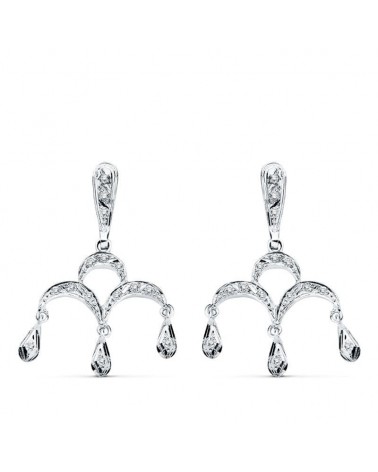 Pendientes oro blanco 18k circonita diseño lámpara 33x21mm