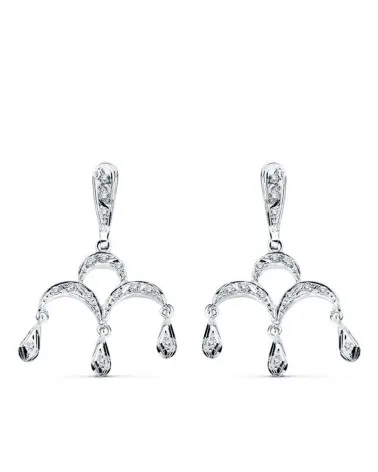 Pendientes oro blanco 18k circonita diseño lámpara 33x21mm