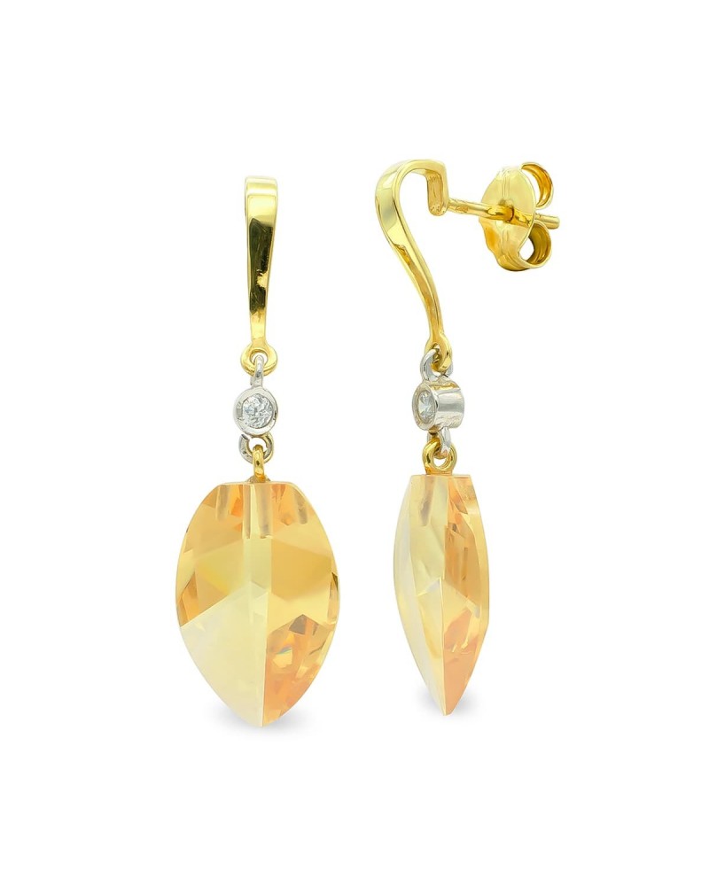 Pendientes oro 18k bicolor topacio circonita 18mm