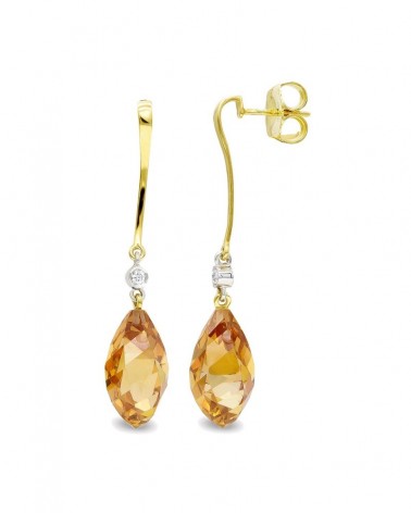 Pendientes oro 18k bicolor topacio circonita 18mm