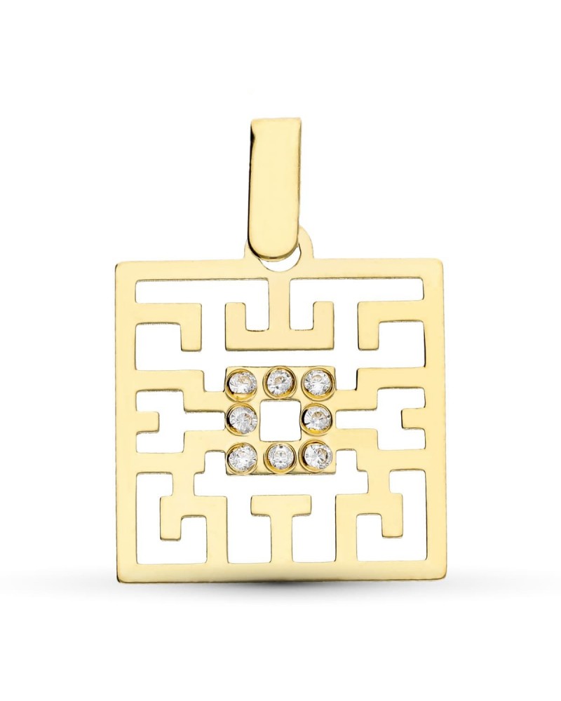 Colgante oro 18k amarillo láser circonitas