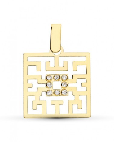 Colgante oro 18k amarillo láser circonitas