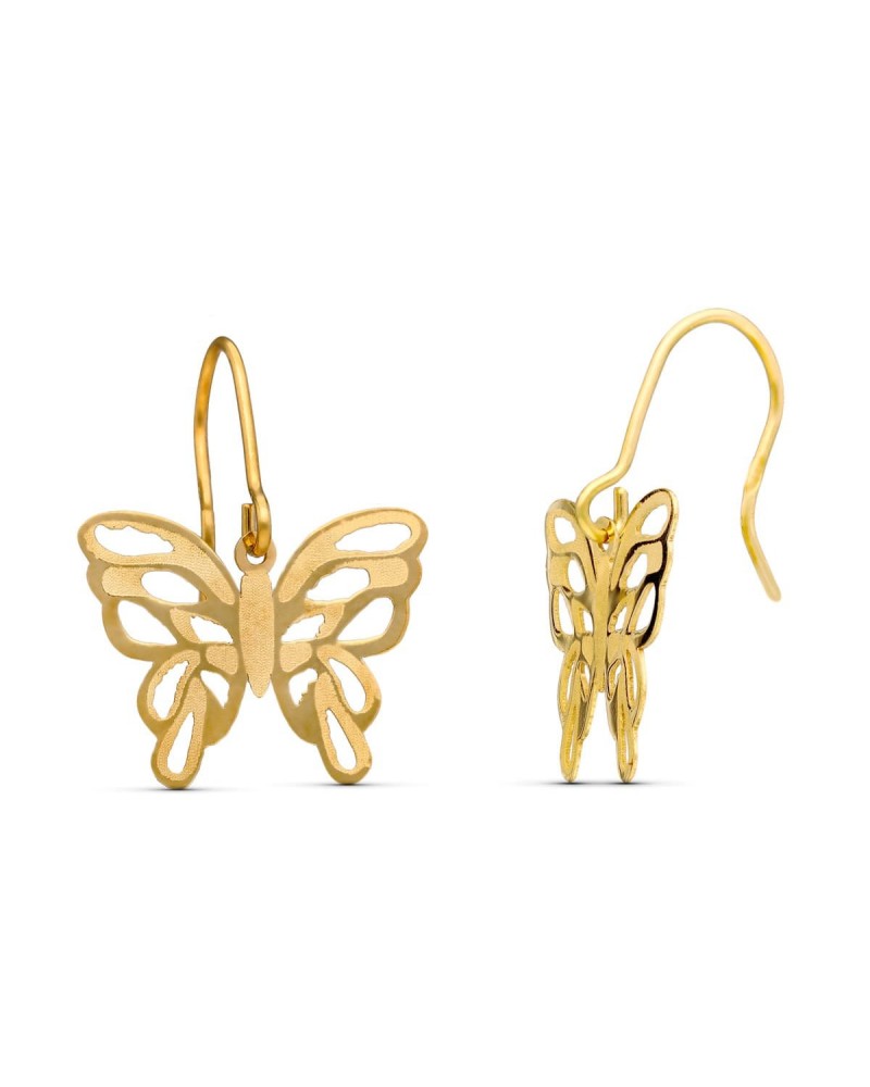 Pendientes oro 18k mariposa calada gancho
