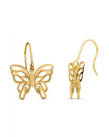 Pendientes oro 18k mariposa calada gancho