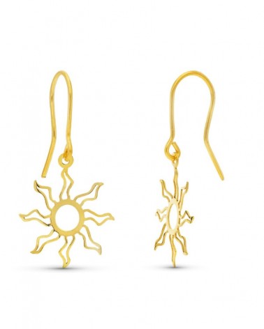 Pendientes oro 18k amarillo sol calado gancho