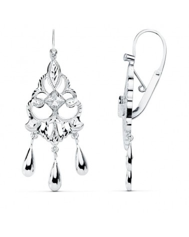 Pendientes oro blanco 18k estilo omega 45x16 mm