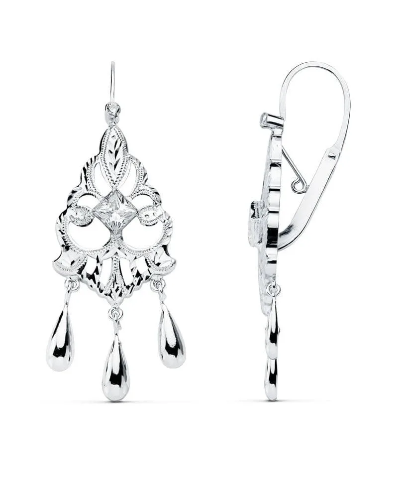 Pendientes oro blanco 18k estilo omega 45x16 mm