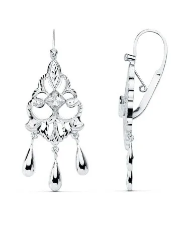 Pendientes oro blanco 18k estilo omega 45x16 mm