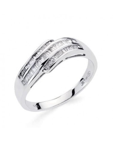 Sortija oro blanco 18k diamantes talla baguette 7,5mm