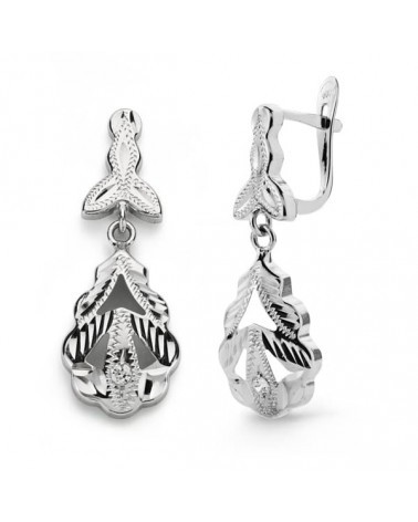 Pendientes oro blanco 18k estilo cubano lapidado 26mm