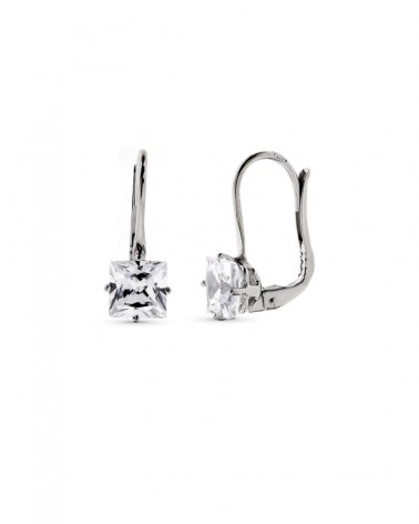 Pendientes oro blanco 18k cuadrados cierre catalán 6mm
