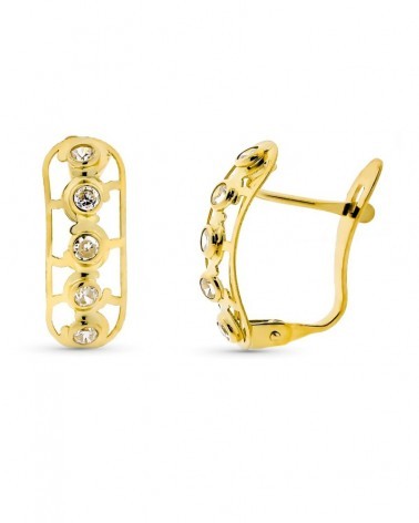 Pendientes oro 18k calados circonitas cierre catalán