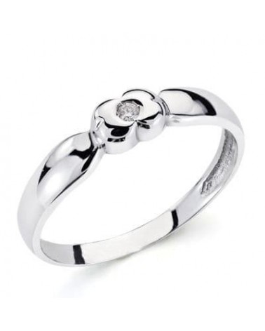Solitario oro 18k blanco diamante brillante 0,040 quilates