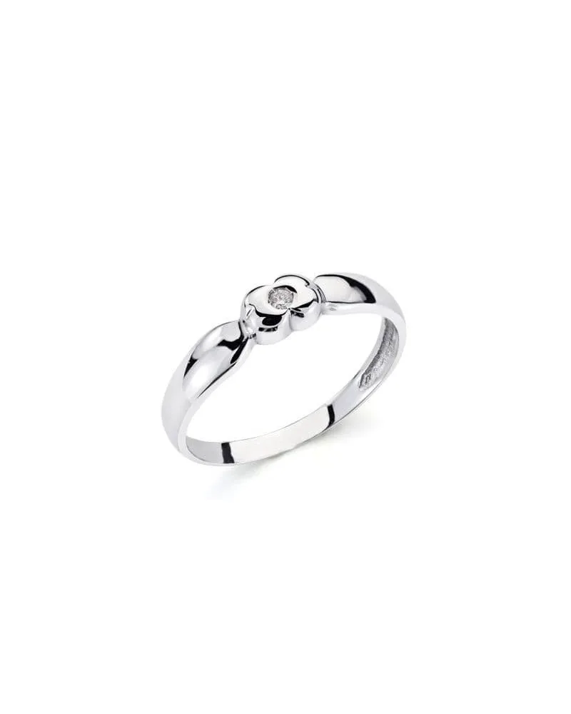 Solitario oro 18k blanco diamante brillante 0,040 quilates